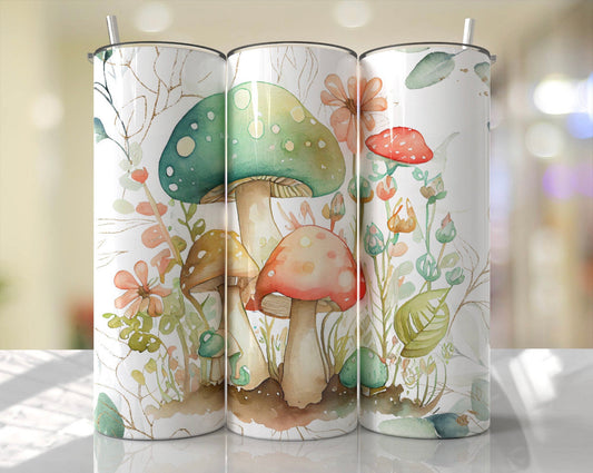 Mushroom Watercolor Tumbler- Skinny Tumbler