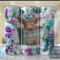Highland Cow in the Tub Farm Western, Floral Tumbler Wrap Purple Aqua Flowers 20oz Skinny Tumbler-Free Shipping