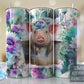 Pig in the Tub Tumbler Wrap Farm Western, Floral Tumbler Wrap Purple Aqua Flowers 20oz Skinny Tumbler-Free Shipping