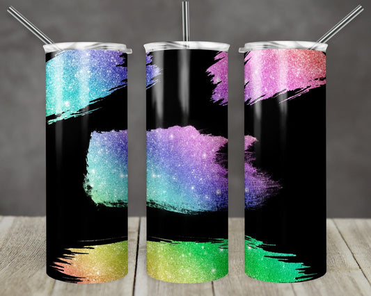 Black Rainbow -  20oz or 30oz Skinny Tumblers w/ Lid and Metal Straw