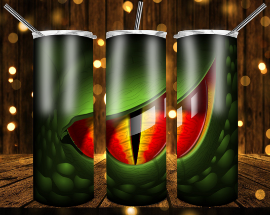 Green & Black Big Dragon Eye- 20oz or 30oz Skinny Tumblers w/ Lid and Metal Straw