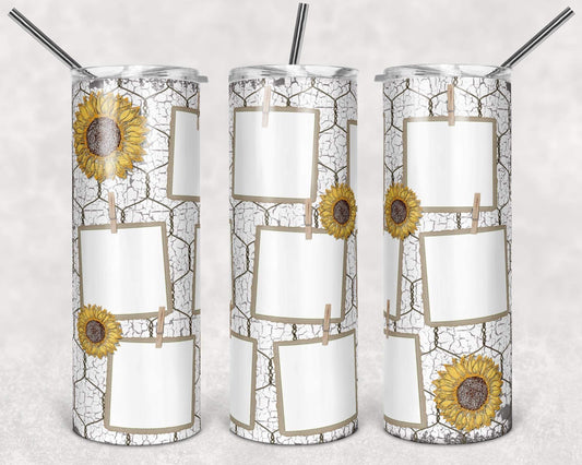 White Honeycomb Pics Sunflower - 20oz or 30oz Skinny Tumblers w/ Lid and Metal Straw