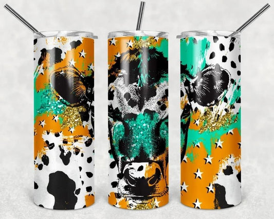 Western Cow - 20oz or 30oz Skinny Tumblers w/ Lid and Metal Straw