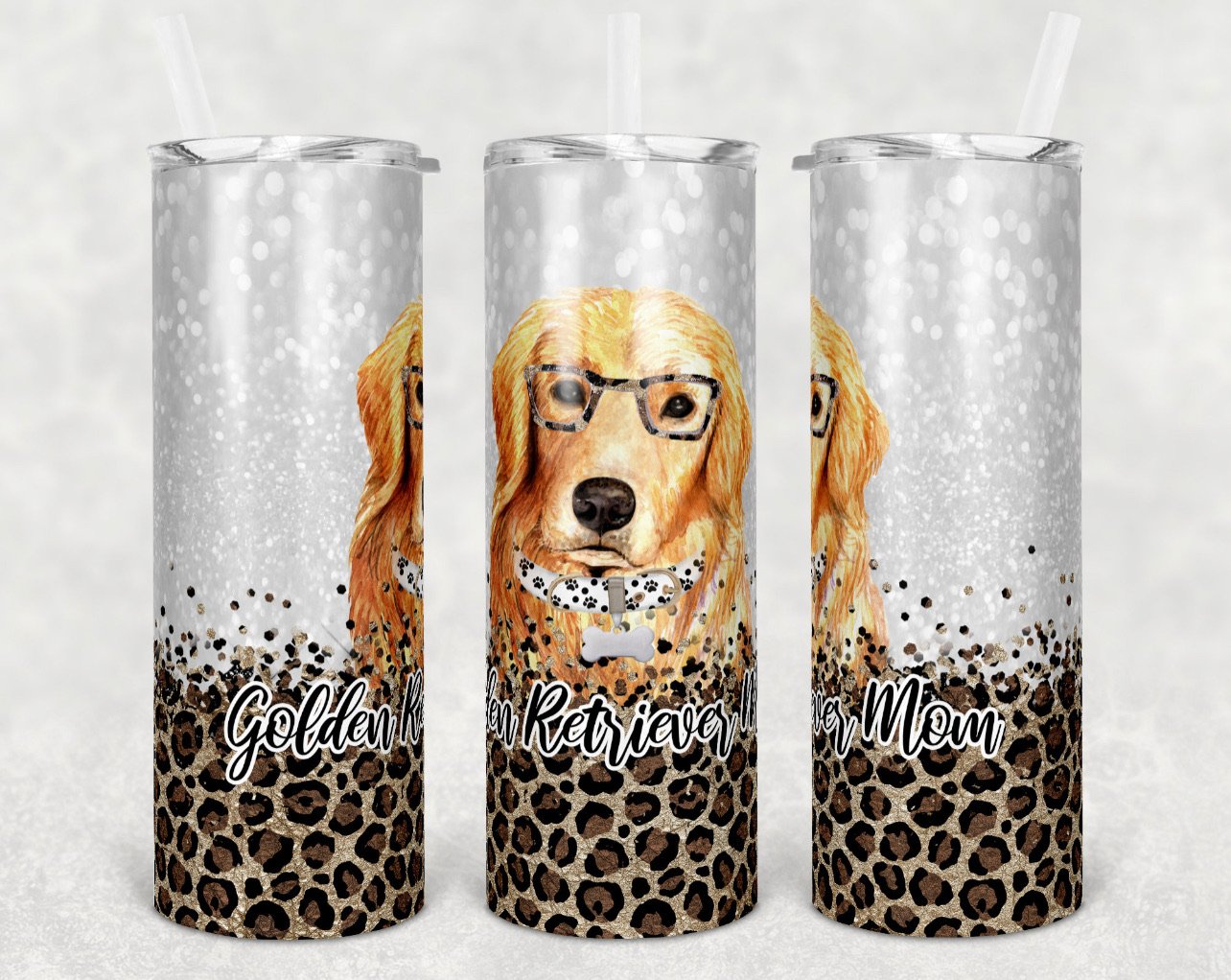 Golden Retriever Dog Mom - 20 oz Skinny Tumblers w/ Lid and Metal Straw