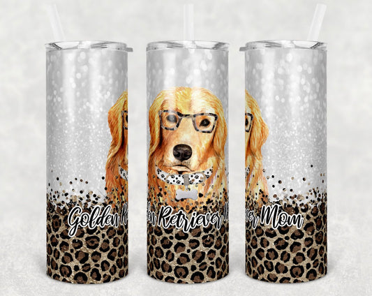 Golden Retriever Dog Mom - 20 oz Skinny Tumblers w/ Lid and Metal Straw