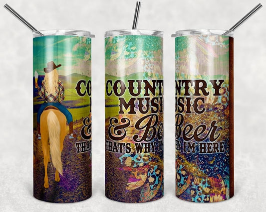 Country Girls horse back riding- 20oz or 30oz Skinny Tumblers w/ Lid and Metal Straw