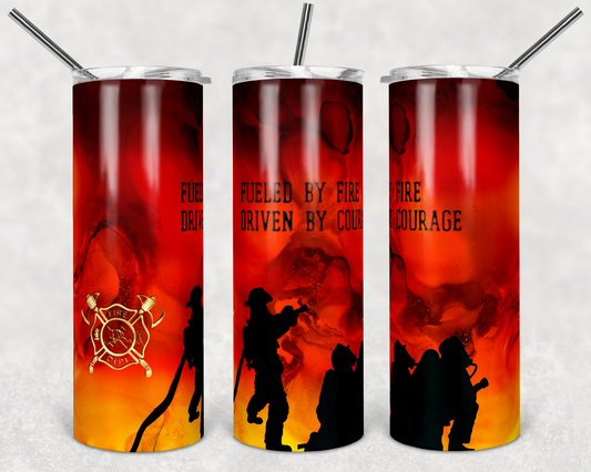 Fireman, Firefighter - 20 oz or 30oz Skinny Tumblers w/ Lid and Metal Straw