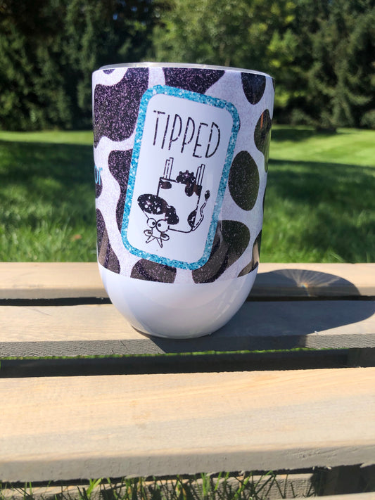 Tipsy or Tipped - 12oz Stemless Wine Tumbler w/Lid