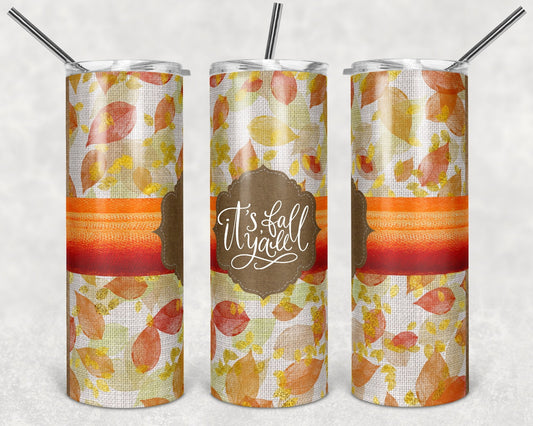 Fall Leaves -  20oz or 30oz Skinny Tumblers w/ Lid and Metal Straw