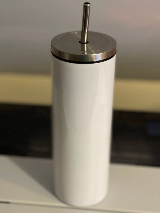 20 oz Skinny Tumbler with Metal lid and Straw