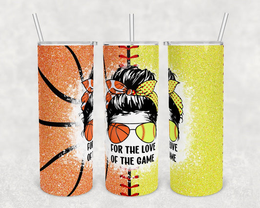 Baseball & Basketball Mom- 20 oz or 30oz Skinny Tumblers w/ Lid and Metal Straw