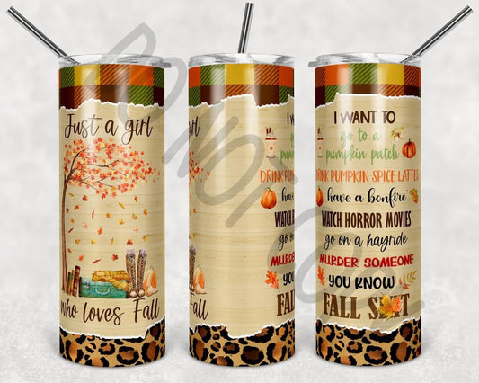 Fall Love- 20 oz or 30oz Skinny Tumblers w/ Lid and Metal Straw