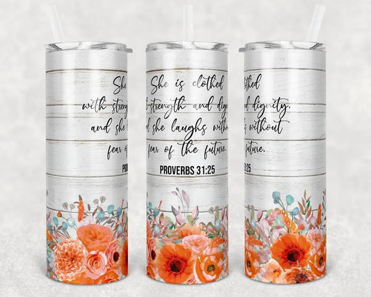 Proverbs Bible -  20oz or 30oz Skinny Tumblers w/ Lid and Metal Straw