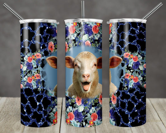 Lamb Floral -  20oz or 30oz Skinny Tumblers w/ Lid and Metal Straw