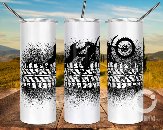 Black Dirtbike -  20oz or 30oz Skinny Tumblers w/ Lid and Metal Straw
