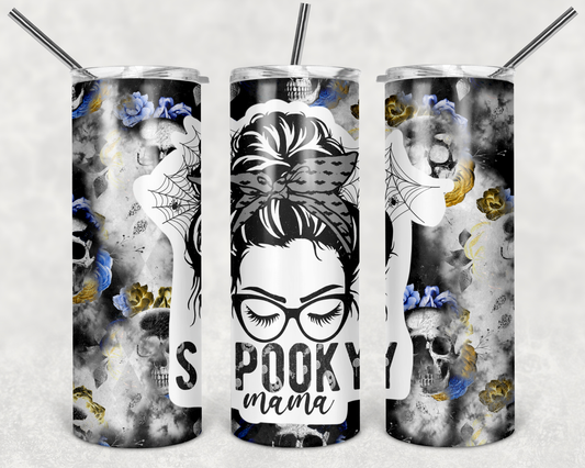 Spooky Mom - 20 or 30oz Skinny Tumblers w/ Lid and Metal Straw