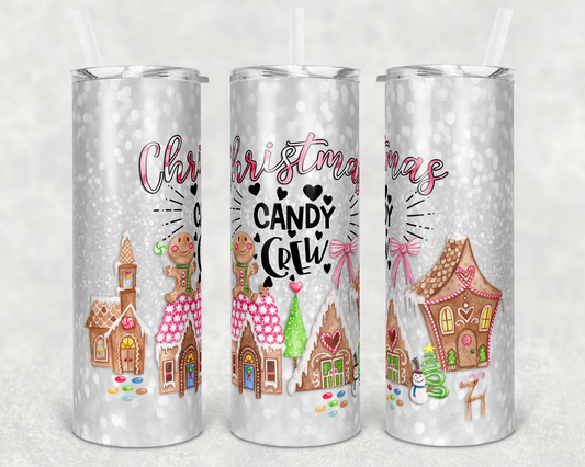 Xmas Candy Crew- 20 oz or 30oz Skinny Tumblers w/ Lid and Metal Straw