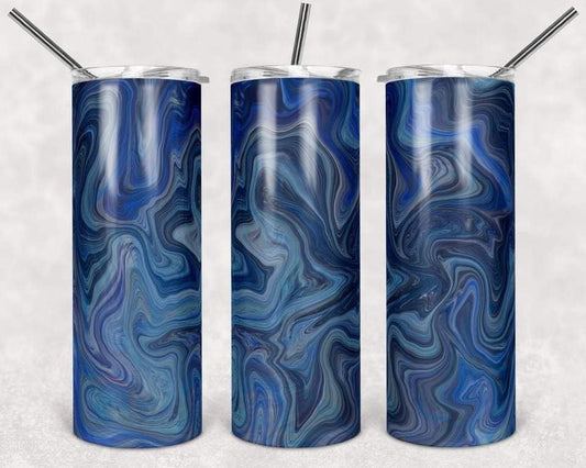 Blue Marble- 20 oz or 30oz Skinny Tumblers w/ Lid and Metal Straw