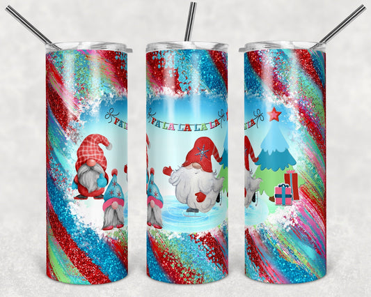 Glittery Santa - 20oz or 30oz Skinny Tumblers w/ Lid and Metal Straw