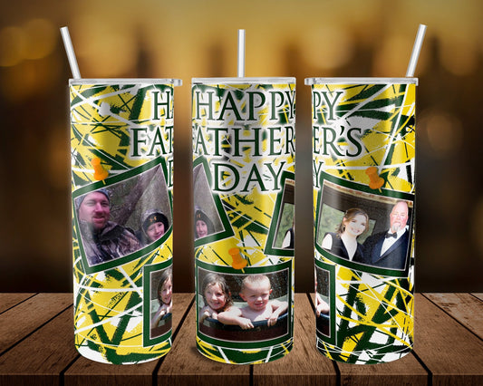 Yellow Green And White Father Picture - 20 oz or 30oz Skinny Tumblers w/ Lid and Metal Straw