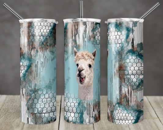 Llama Whitewood Honeycomb-  20oz or 30oz Skinny Tumblers w/ Lid and Metal Straw