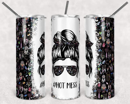 #hot mess - 20 oz or 30oz Skinny Tumblers w/ Lid and Metal Straw