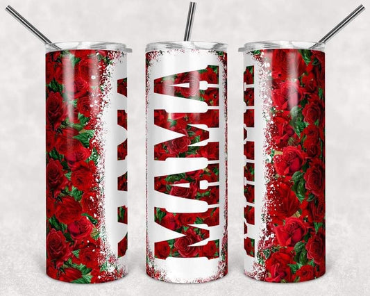 Red Mama - 20 oz or 30oz Skinny Tumblers w/ Lid and Metal Straw