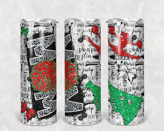 Cheer Mom - 20 oz or 30oz Skinny Tumblers w/ Lid and Metal Straw