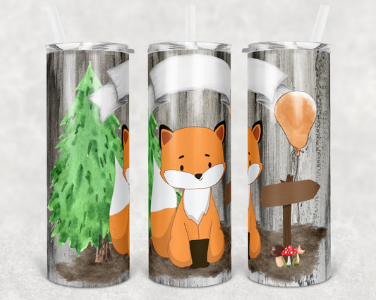 Fox Animal-20 oz or 30oz Skinny Tumblers w/ Lid and Metal Straw