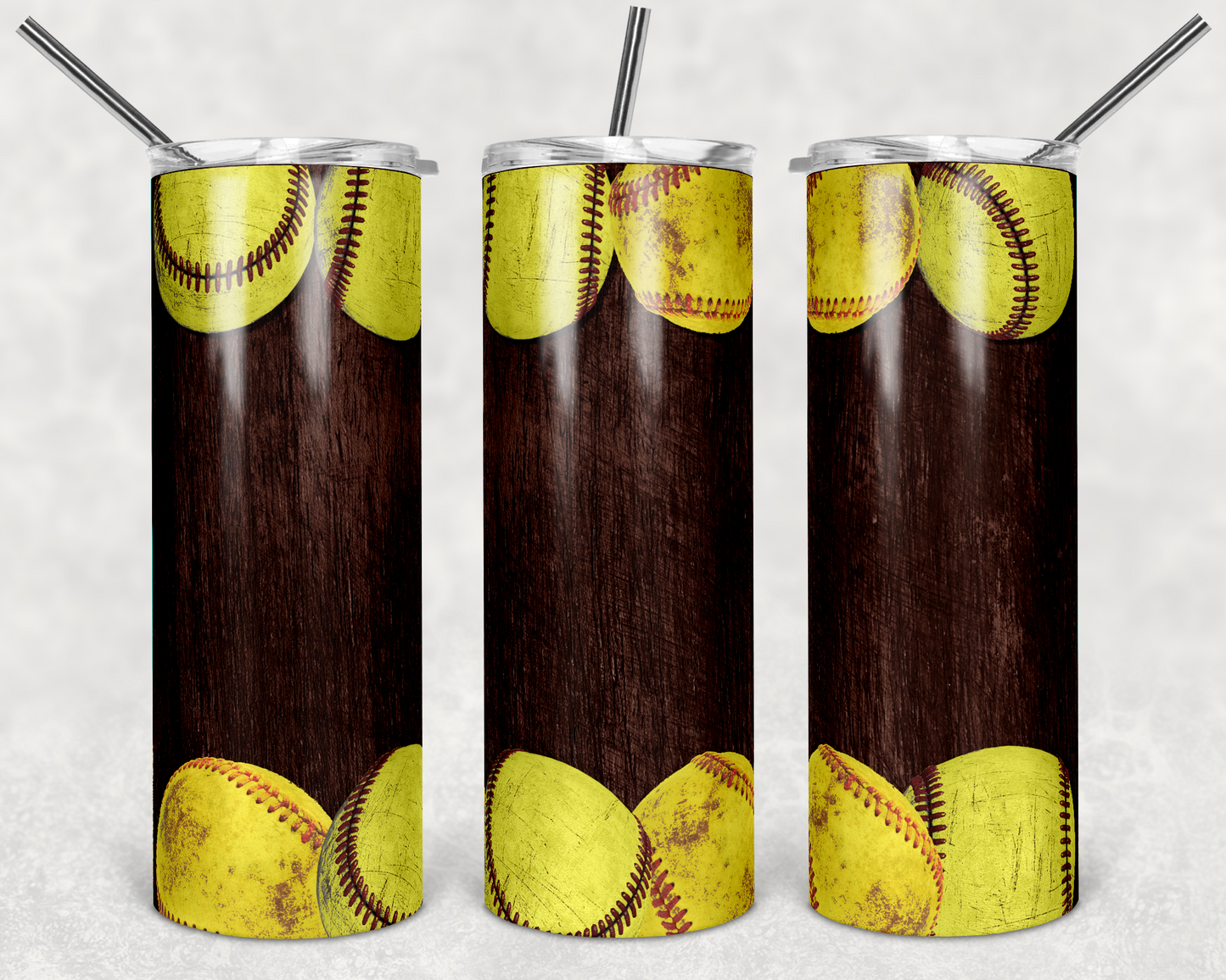 Softball , Sports - 20oz or 30oz Skinny Tumblers w/ Lid and Metal Straw