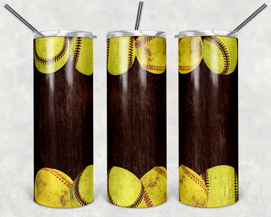 Softball , Sports - 20oz or 30oz Skinny Tumblers w/ Lid and Metal Straw