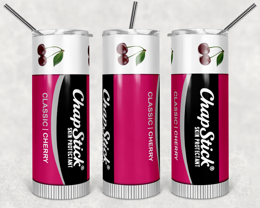 Cherry Chapstick- 20oz or 30oz Skinny Tumblers w/ Lid and Metal Straw