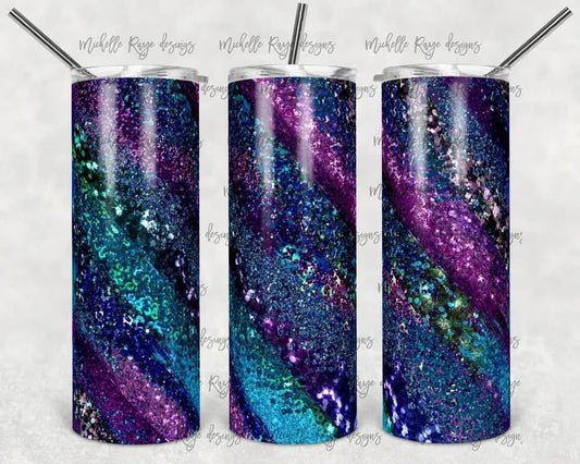 Glitter Effects- 20 oz or 30oz Skinny Tumblers w/ Lid and Metal Straw