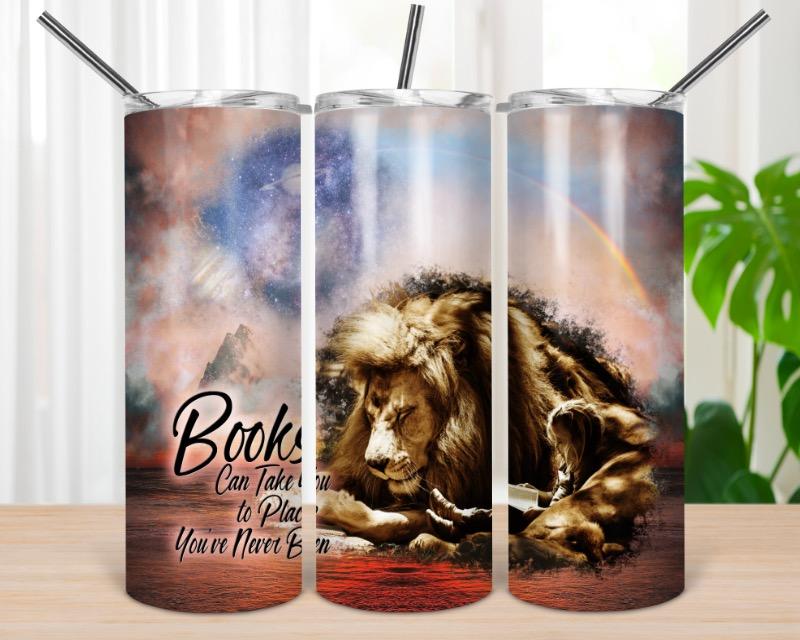 A Book Can Take You Anywhere- 20oz or 30oz Skinny Tumblers w/ Lid and Metal Straw