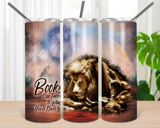 A Book Can Take You Anywhere- 20oz or 30oz Skinny Tumblers w/ Lid and Metal Straw