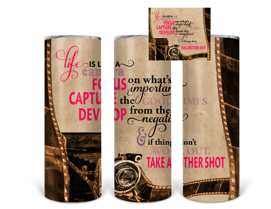Camera - 20 oz or 30oz Skinny Tumblers w/ Lid and Metal Straw