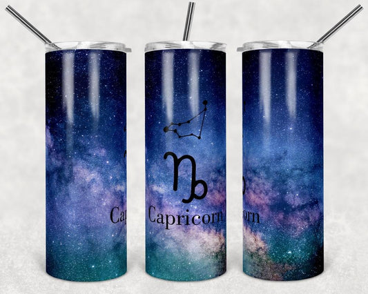 Capricorn Zodiac - 20oz or 30oz Skinny Tumblers w/ Lid and Metal Straw