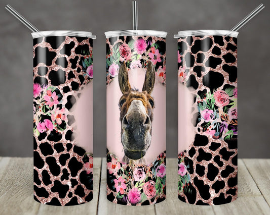 Donkey Floral - 20oz or 30oz Skinny Tumblers w/ Lid and Metal Straw