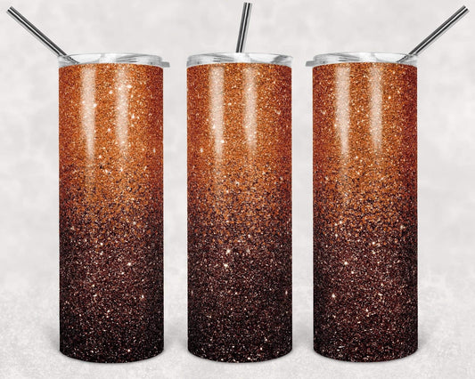 Black Orange Sparkle- 20oz or 30oz Skinny Tumblers w/ Lid and Metal Straw