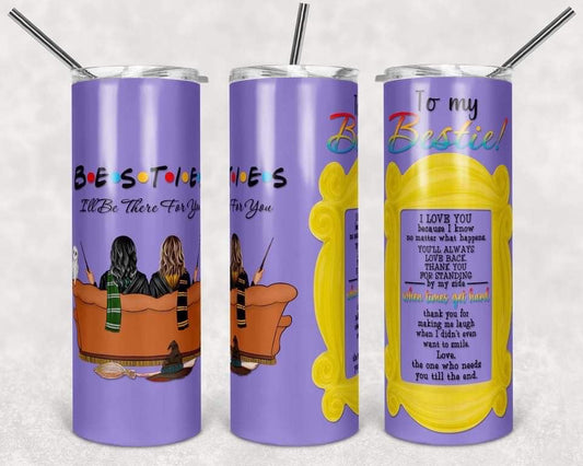 Besties - 20 oz or 30oz Skinny Tumblers w/ Lid and Metal Straw