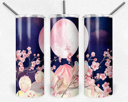 Cherry Blossom  -  20oz or 30oz Skinny Tumblers w/ Lid and Metal Straw