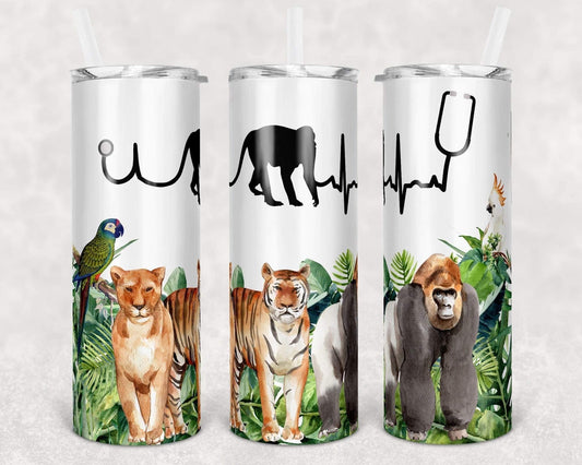 Wild Animal Nurse - 20oz or 30oz Skinny Tumblers w/ Lid and Metal Straw