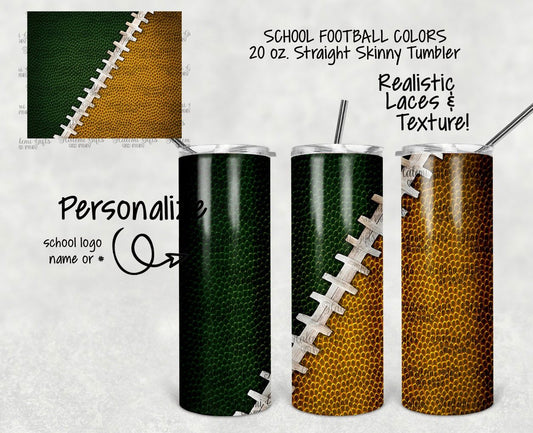 Personalized Football Pictures - 20oz or 30oz Skinny Tumblers w/ Lid and Metal Straw