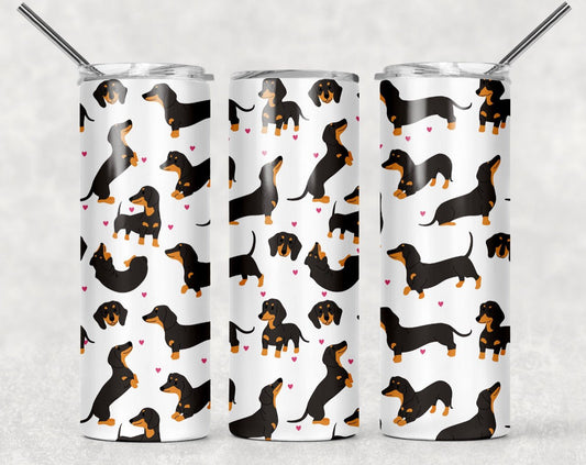 Wiener Dog - 20 oz or 30oz Skinny Tumblers w/ Lid and Metal Straw