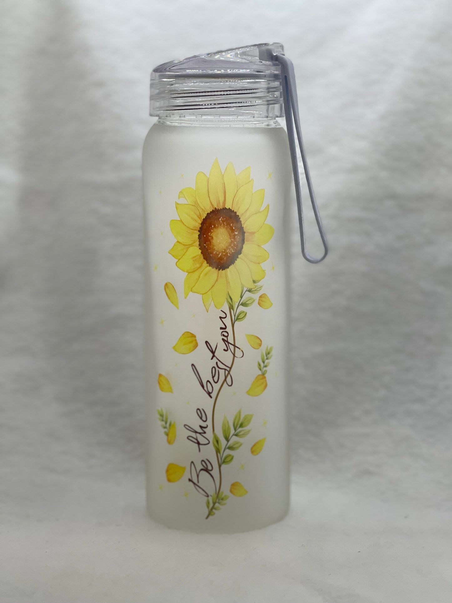 Sunflower 16oz Glass Water Bottle