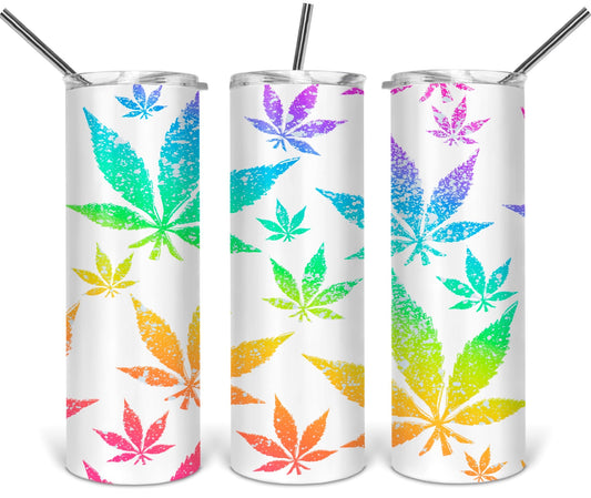 Weed Leafs MJ - 20oz or 30oz Skinny Tumblers w/ Lid and Metal Straw