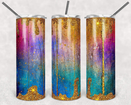 Pink, Purple Blue Gold - 20oz or 30oz Skinny Tumblers w/ Lid and Metal Straw