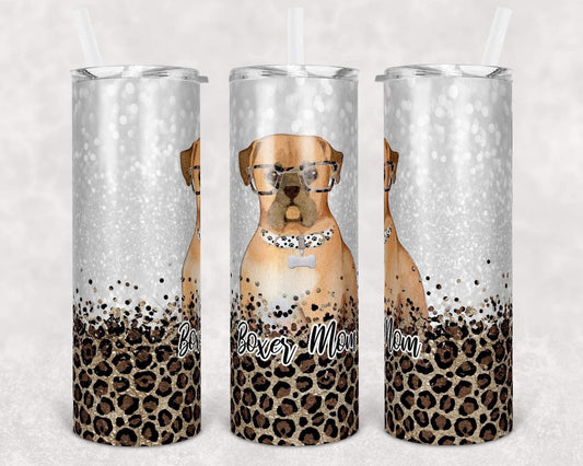 Boxer Dog Mom - 20oz or 30oz Skinny Tumblers w/ Lid and Metal Straw