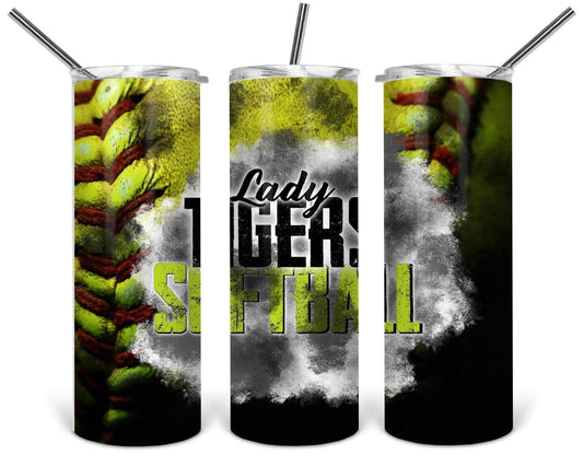 Tigers Lady’s Softball - 20oz or 30oz Skinny Tumblers w/ Lid and Metal Straw