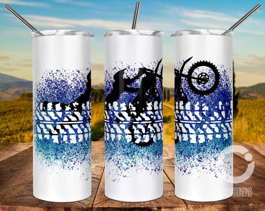 Blue Dirtbike -  20oz or 30oz Skinny Tumblers w/ Lid and Metal Straw